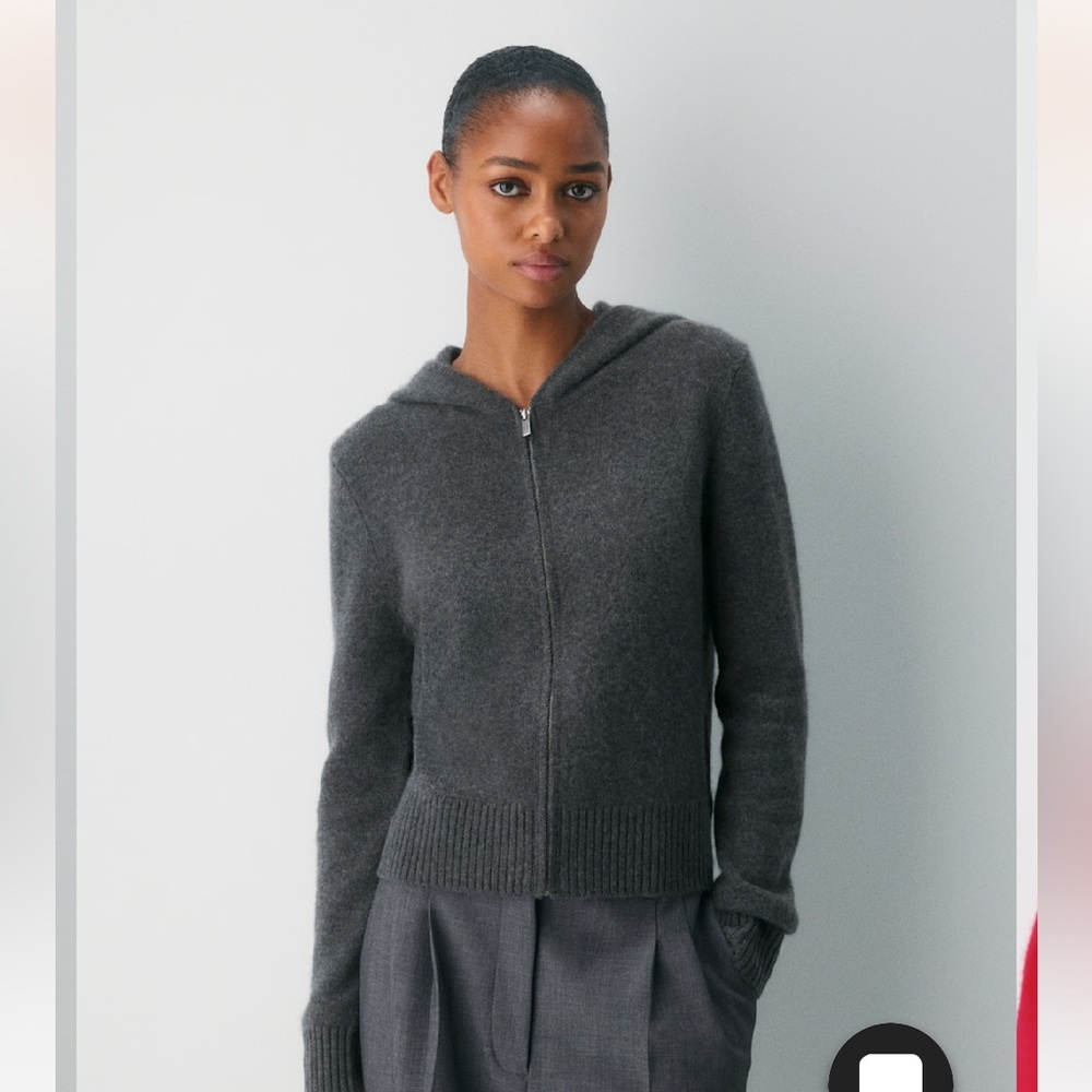 Babaton Heather Charcoal Grey Cashmere Hoodie - size S